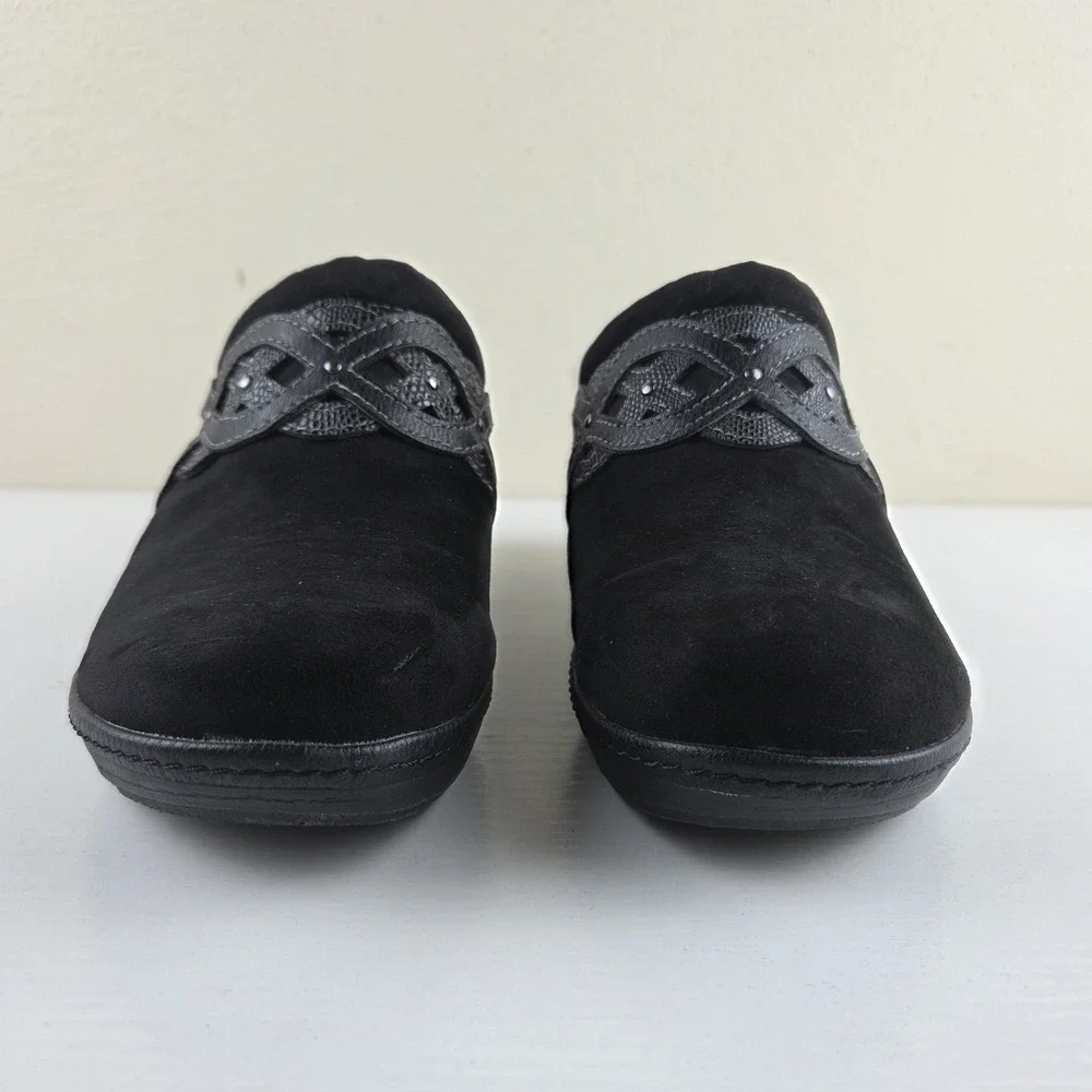 Croft & Barrow Ortholite Dame Black Suede Women's Mules Comfort Shoes Size 8.5 M
